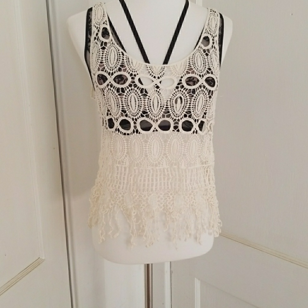 Fate Nordstrom Rack Sheer Crochet  Bohemian  Top